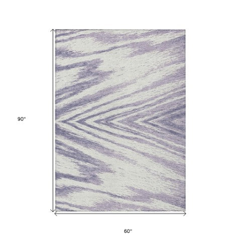 Homeroots 3' Artichoke Green And Gray Abstract Washable Area Rug For Indoor And Outdoor Spaces, Durable Design 5' X 8' Polyester 591550