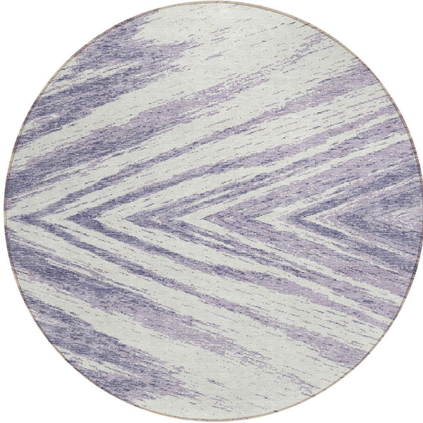 Homeroots 3' Artichoke Green And Gray Abstract Washable Area Rug For Indoor And Outdoor Spaces, Durable Design 8' Round Polyester 591551