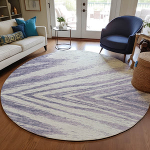 Homeroots 3' Artichoke Green And Gray Abstract Washable Area Rug For Indoor And Outdoor Spaces, Durable Design 8' Round Polyester 591551