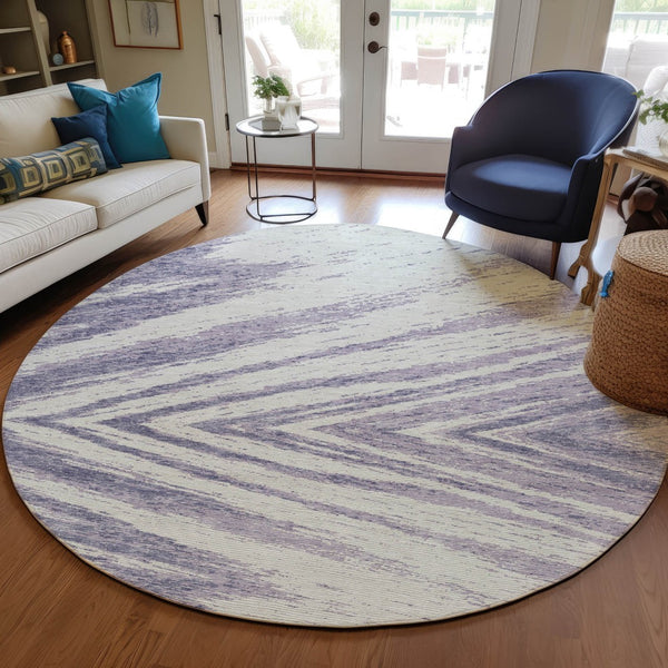 Homeroots 3' Artichoke Green And Gray Abstract Washable Area Rug For Indoor And Outdoor Spaces, Durable Design 8' Round Polyester 591551