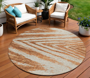 Homeroots 3' Artichoke Green And Gray Abstract Washable Area Rug For Indoor And Outdoor Spaces, Durable Design 8' Round Polyester 591557