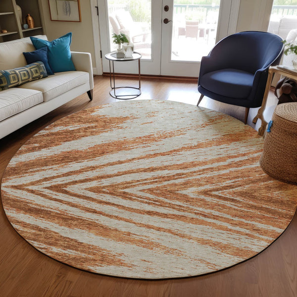 Homeroots 3' Artichoke Green And Gray Abstract Washable Area Rug For Indoor And Outdoor Spaces, Durable Design 8' Round Polyester 591557