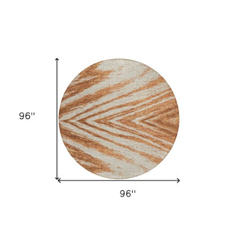 Homeroots 3' Artichoke Green And Gray Abstract Washable Area Rug For Indoor And Outdoor Spaces, Durable Design 8' Round Polyester 591557