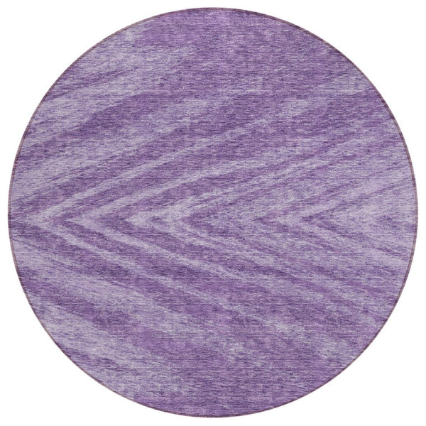 HomeRoots 5' Abstract Purple and Ivory Area Rug – Stylish Washable Design for Indoor and Outdoor Spaces 8' Round 591563