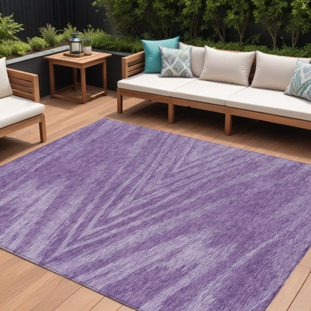 HomeRoots 9' Abstract Purple and Ivory Washable Indoor Outdoor Area Rug for Stylish High-Traffic Spaces 9' X 12' 591565