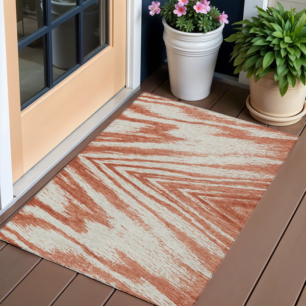 Homeroots 3' Artichoke Green And Gray Abstract Washable Area Rug For Indoor And Outdoor Spaces, Durable Design 3' X 5' Polyester 591567