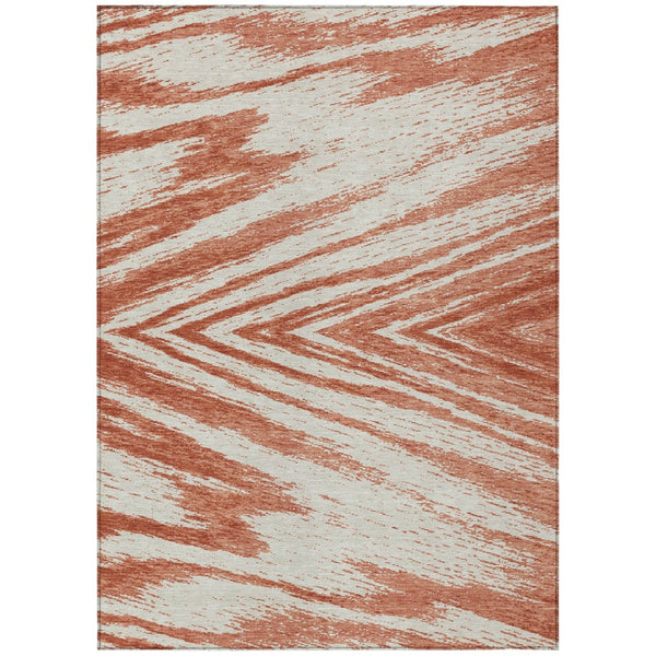 HomeRoots 5' Salmon and Ivory Abstract Indoor Outdoor Area Rug - Durable, Washable, Stylish for Any Space 5' X 8' 591568