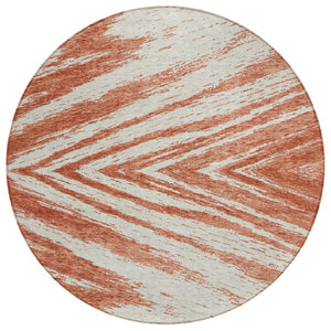 HomeRoots 5' Salmon and Ivory Abstract Indoor Outdoor Area Rug - Durable, Washable, Stylish for Any Space 8' Round 591569