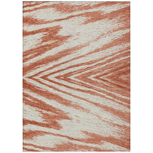 HomeRoots 5' Salmon and Ivory Abstract Indoor Outdoor Area Rug - Durable, Washable, Stylish for Any Space 8' X 10' 591570
