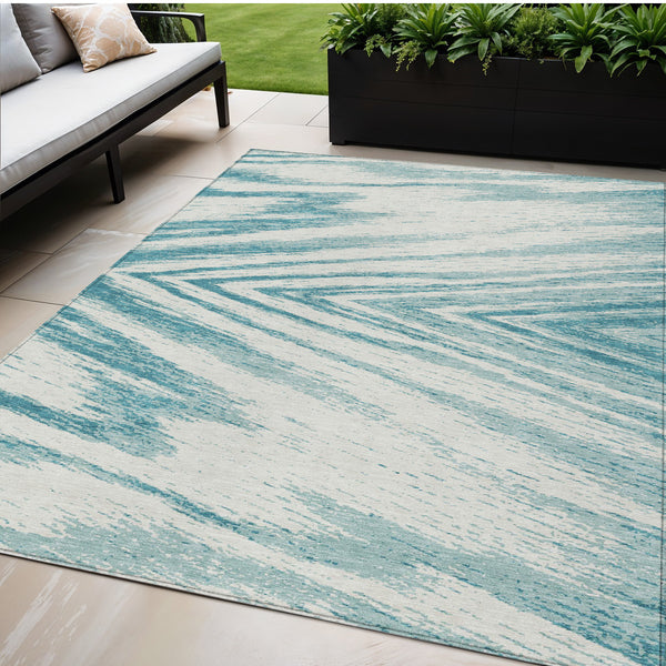 Homeroots 3' Artichoke Green And Gray Abstract Washable Area Rug For Indoor And Outdoor Spaces, Durable Design 5' X 8' Polyester 591574