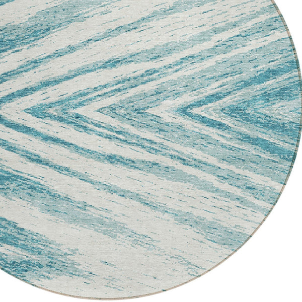 Homeroots 3' Artichoke Green And Gray Abstract Washable Area Rug For Indoor And Outdoor Spaces, Durable Design 8' Round Polyester 591575