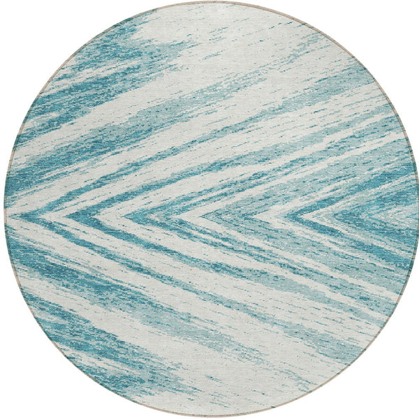 Homeroots 3' Artichoke Green And Gray Abstract Washable Area Rug For Indoor And Outdoor Spaces, Durable Design 8' Round Polyester 591575