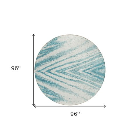 Homeroots 3' Artichoke Green And Gray Abstract Washable Area Rug For Indoor And Outdoor Spaces, Durable Design 8' Round Polyester 591575