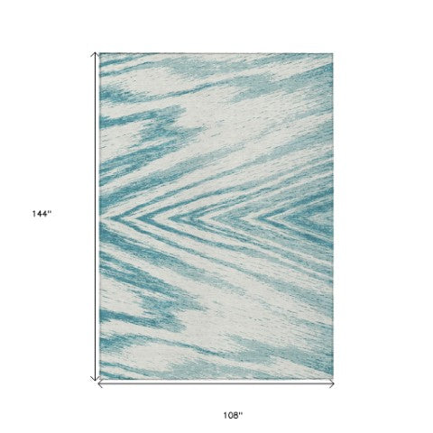 Homeroots 3' Artichoke Green And Gray Abstract Washable Area Rug For Indoor And Outdoor Spaces, Durable Design 9' X 12' Polyester 591577