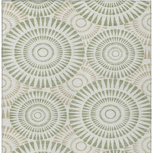 Homeroots 3' Artichoke Green Brown Beige Geometric Washable Indoor Outdoor Area Rug For Stylish Spaces 5' X 8' Polyester 591580