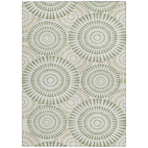 Homeroots 3' Artichoke Green Brown Beige Geometric Washable Indoor Outdoor Area Rug For Stylish Spaces 8' X 10' Polyester 591582