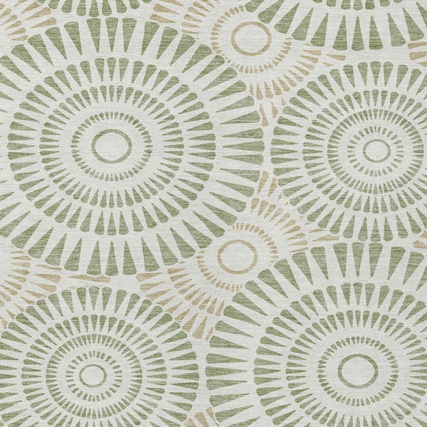 Homeroots 3' Artichoke Green Brown Beige Geometric Washable Indoor Outdoor Area Rug For Stylish Spaces 8' X 10' Polyester 591582