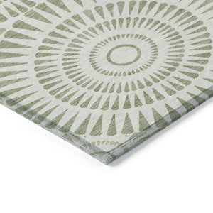 Homeroots 3' Artichoke Green Brown Beige Geometric Washable Indoor Outdoor Area Rug For Stylish Spaces 9' X 12' Polyester 591583
