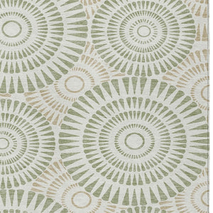 Homeroots 3' Artichoke Green Brown Beige Geometric Washable Indoor Outdoor Area Rug For Stylish Spaces 9' X 12' Polyester 591583