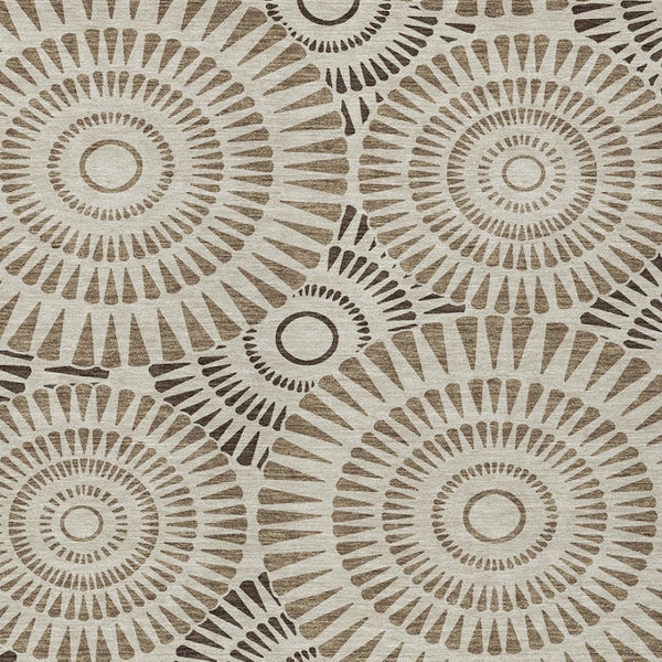 Homeroots 3' Artichoke Green Brown Beige Geometric Washable Indoor Outdoor Area Rug For Stylish Spaces 3' X 5' Polyester 591591