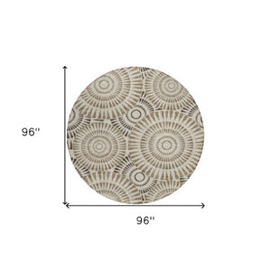 Homeroots 3' Artichoke Green Brown Beige Geometric Washable Indoor Outdoor Area Rug For Stylish Spaces 8' Round Polyester 591593