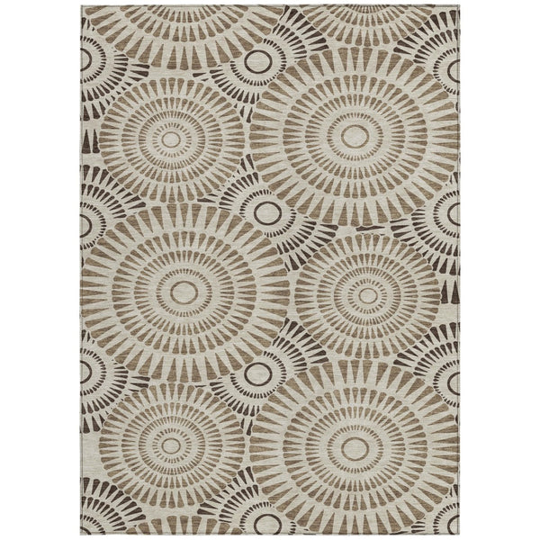 Homeroots 3' Artichoke Green Brown Beige Geometric Washable Indoor Outdoor Area Rug For Stylish Spaces 8' X 10' Polyester 591594