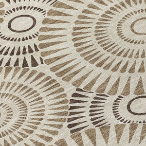 Homeroots 3' Artichoke Green Brown Beige Geometric Washable Indoor Outdoor Area Rug For Stylish Spaces 8' X 10' Polyester 591594