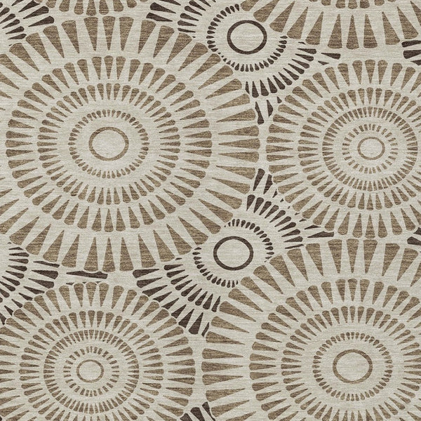 Homeroots 3' Artichoke Green Brown Beige Geometric Washable Indoor Outdoor Area Rug For Stylish Spaces 9' X 12' Polyester 591595