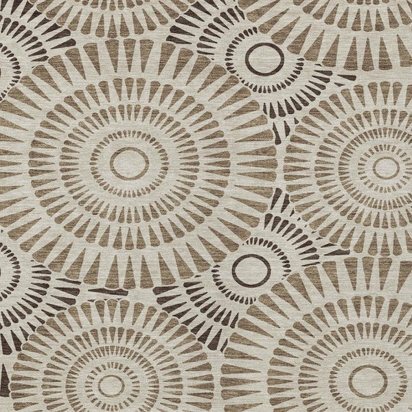 Homeroots 3' Artichoke Green Brown Beige Geometric Washable Indoor Outdoor Area Rug For Stylish Spaces 10' X 14' Polyester 591596