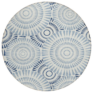 HomeRoots 5' Geometric Blue and Ivory Washable Area Rug - Durable, Stylish, Perfect for Indoor and Outdoor Spaces 8' Round 591599