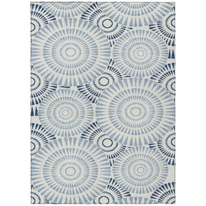 HomeRoots 9' Blue and Ivory Geometric Area Rug - Durable, Washable, and Perfect for Indoor or Outdoor Use! 9' X 12' 591601