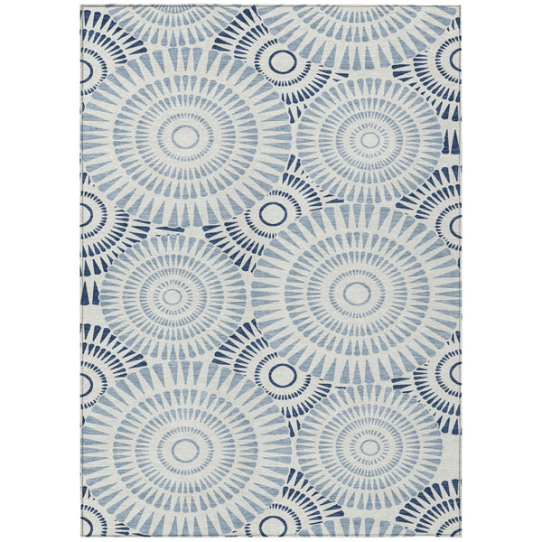 HomeRoots 9' Blue and Ivory Geometric Area Rug - Durable, Washable, and Perfect for Indoor or Outdoor Use! 9' X 12' 591601