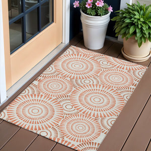 Homeroots 3' Artichoke Green Brown Beige Geometric Washable Indoor Outdoor Area Rug For Stylish Spaces 3' X 5' Polyester 591603