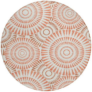 Homeroots 3' Artichoke Green Brown Beige Geometric Washable Indoor Outdoor Area Rug For Stylish Spaces 8' Round Polyester 591605