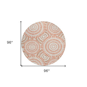 Homeroots 3' Artichoke Green Brown Beige Geometric Washable Indoor Outdoor Area Rug For Stylish Spaces 8' Round Polyester 591605