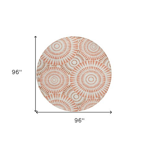 Homeroots 3' Artichoke Green Brown Beige Geometric Washable Indoor Outdoor Area Rug For Stylish Spaces 8' Round Polyester 591605