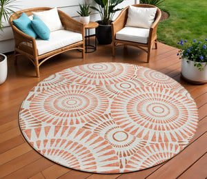 Homeroots 3' Artichoke Green Brown Beige Geometric Washable Indoor Outdoor Area Rug For Stylish Spaces 8' Round Polyester 591605