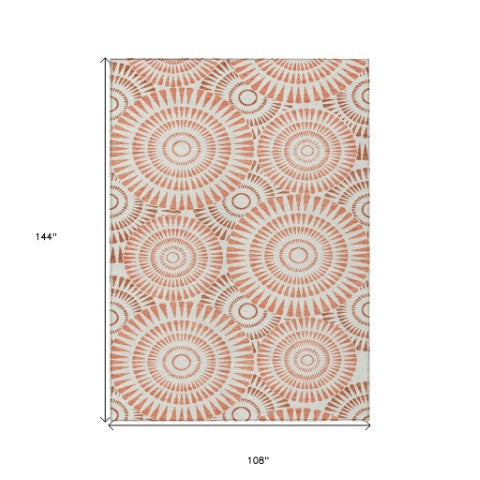 Homeroots 3' Artichoke Green Brown Beige Geometric Washable Indoor Outdoor Area Rug For Stylish Spaces 9' X 12' Polyester 591607