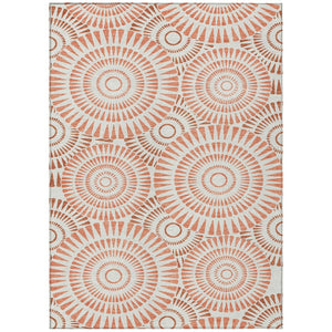 HomeRoots 9' Coral and Ivory Geometric Area Rug - Durable, Washable Design for Indoor and Outdoor Spaces 9' X 12' 591607