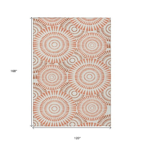 Homeroots 3' Artichoke Green Brown Beige Geometric Washable Indoor Outdoor Area Rug For Stylish Spaces 10' X 14' Polyester 591608