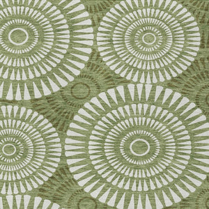 HomeRoots 5' Green and Ivory Geometric Area Rug - Durable, Washable Design for Indoor and Outdoor Spaces 5' X 8' 591610