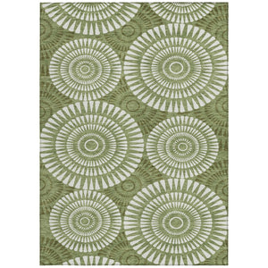 Homeroots 3' Artichoke Green Brown Beige Geometric Washable Indoor Outdoor Area Rug For Stylish Spaces 5' X 8' Polyester 591610