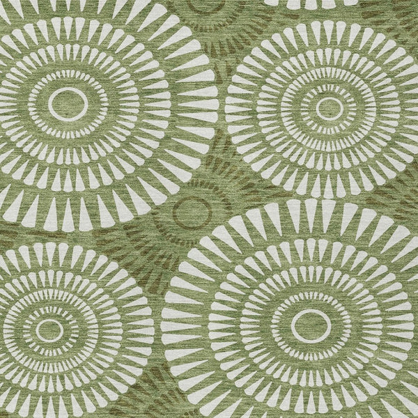 Homeroots 3' Artichoke Green Brown Beige Geometric Washable Indoor Outdoor Area Rug For Stylish Spaces 8' X 10' Polyester 591612