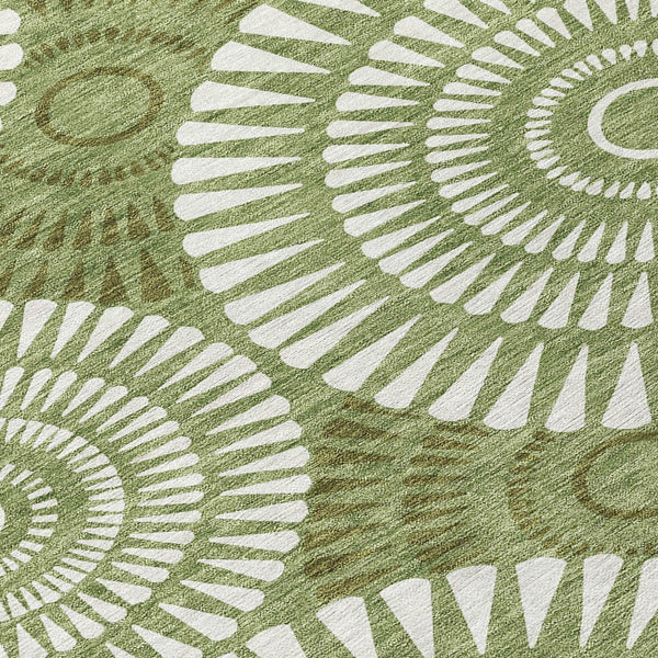 Homeroots 3' Artichoke Green Brown Beige Geometric Washable Indoor Outdoor Area Rug For Stylish Spaces 8' X 10' Polyester 591612