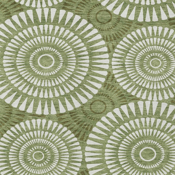 Homeroots 3' Artichoke Green Brown Beige Geometric Washable Indoor Outdoor Area Rug For Stylish Spaces 9' X 12' Polyester 591613