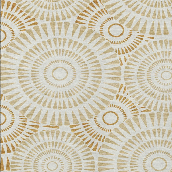 Homeroots 3' Artichoke Green Brown Beige Geometric Washable Indoor Outdoor Area Rug For Stylish Spaces 3' X 5' Polyester 591615