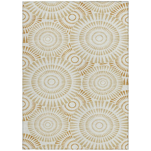Homeroots 3' Artichoke Green Brown Beige Geometric Washable Indoor Outdoor Area Rug For Stylish Spaces 8' X 10' Polyester 591618