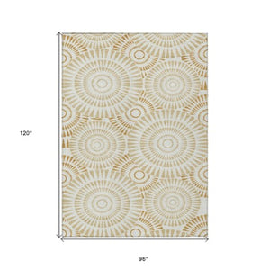 Homeroots 3' Artichoke Green Brown Beige Geometric Washable Indoor Outdoor Area Rug For Stylish Spaces 8' X 10' Polyester 591618