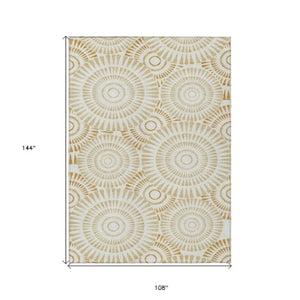 Homeroots 3' Artichoke Green Brown Beige Geometric Washable Indoor Outdoor Area Rug For Stylish Spaces 9' X 12' Polyester 591619