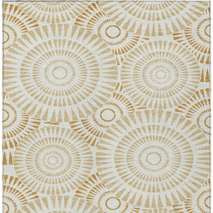 Homeroots 3' Artichoke Green Brown Beige Geometric Washable Indoor Outdoor Area Rug For Stylish Spaces 9' X 12' Polyester 591619